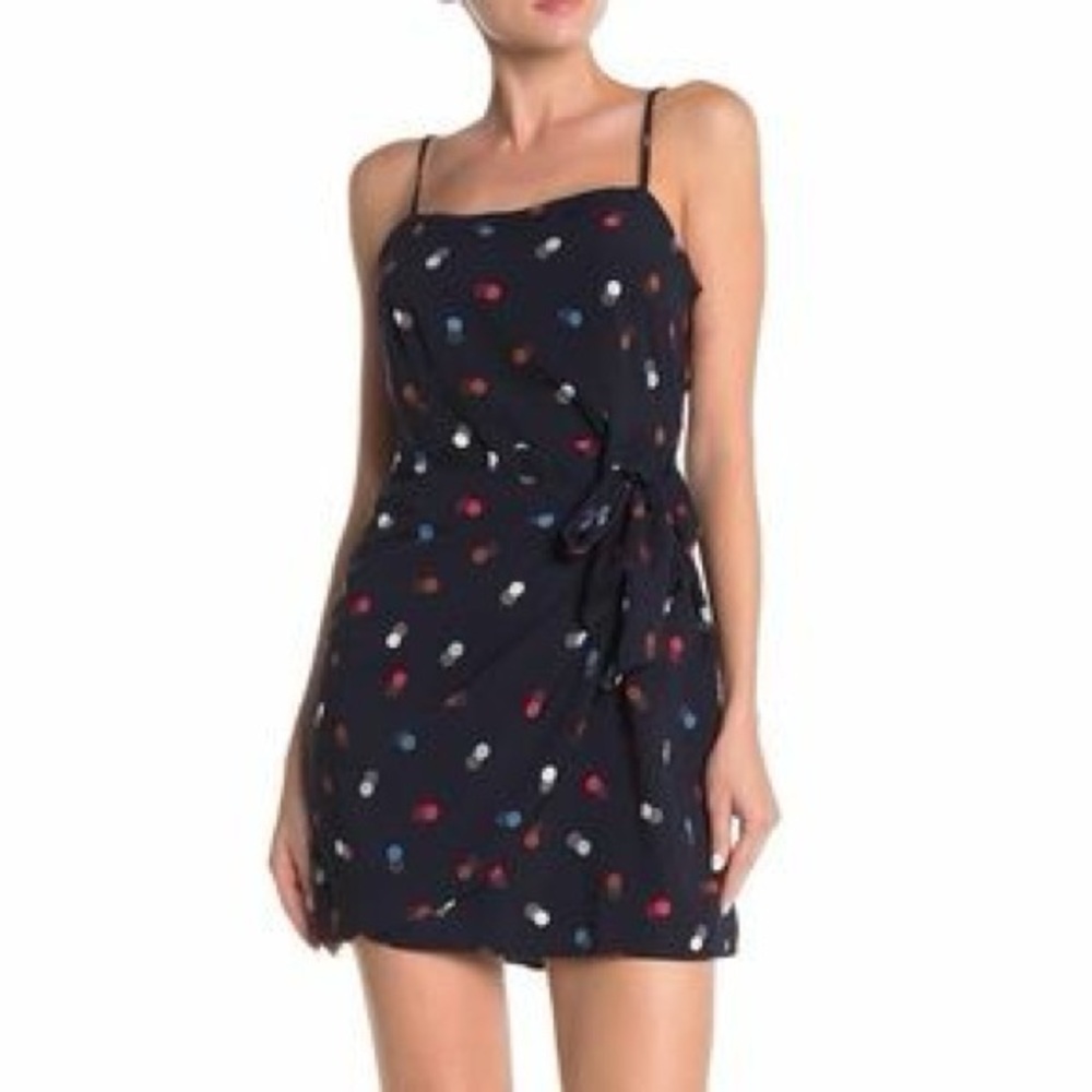 Lush Navy polka dot wrap dress size medium